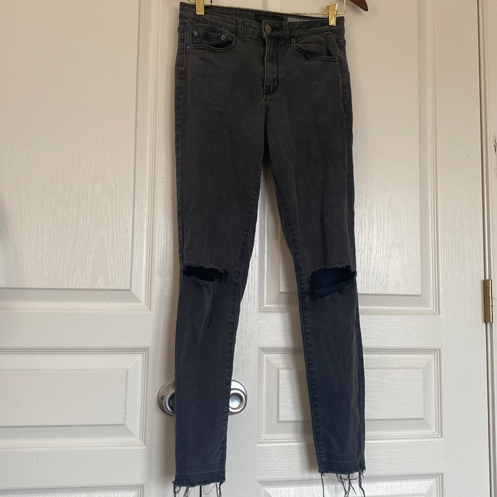 Distress black jeans